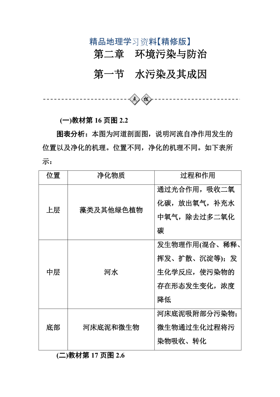 精修版金版學(xué)案地理選修6人教版練習(xí)：第二章第一節(jié)水污染及其成因 Word版含解析_第1頁