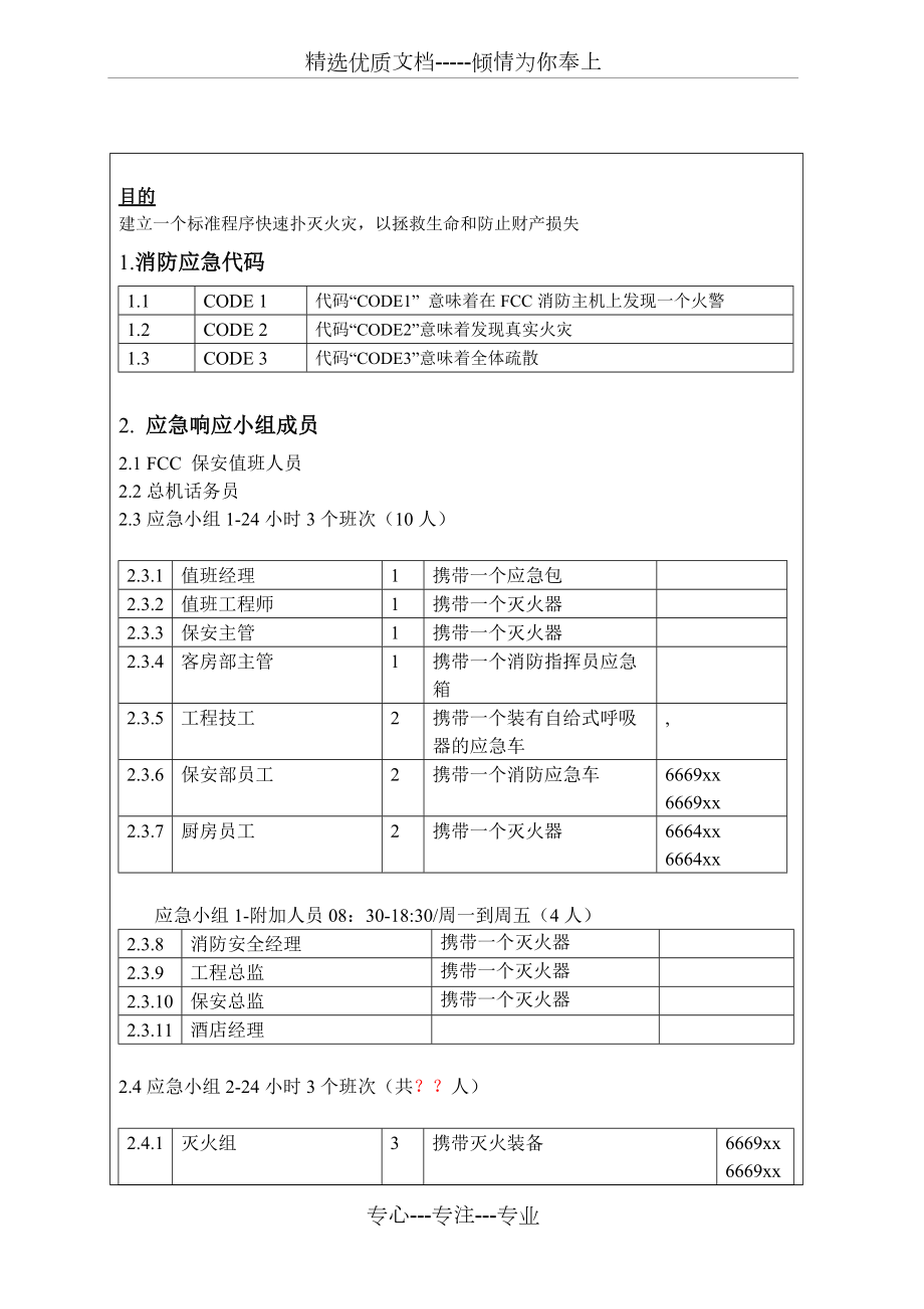 ERT中文版酒店专业消防应急预案_第1页