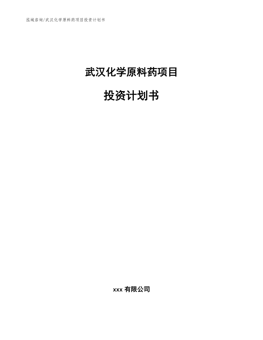 武汉化学原料药项目投资计划书【范文参考】_第1页