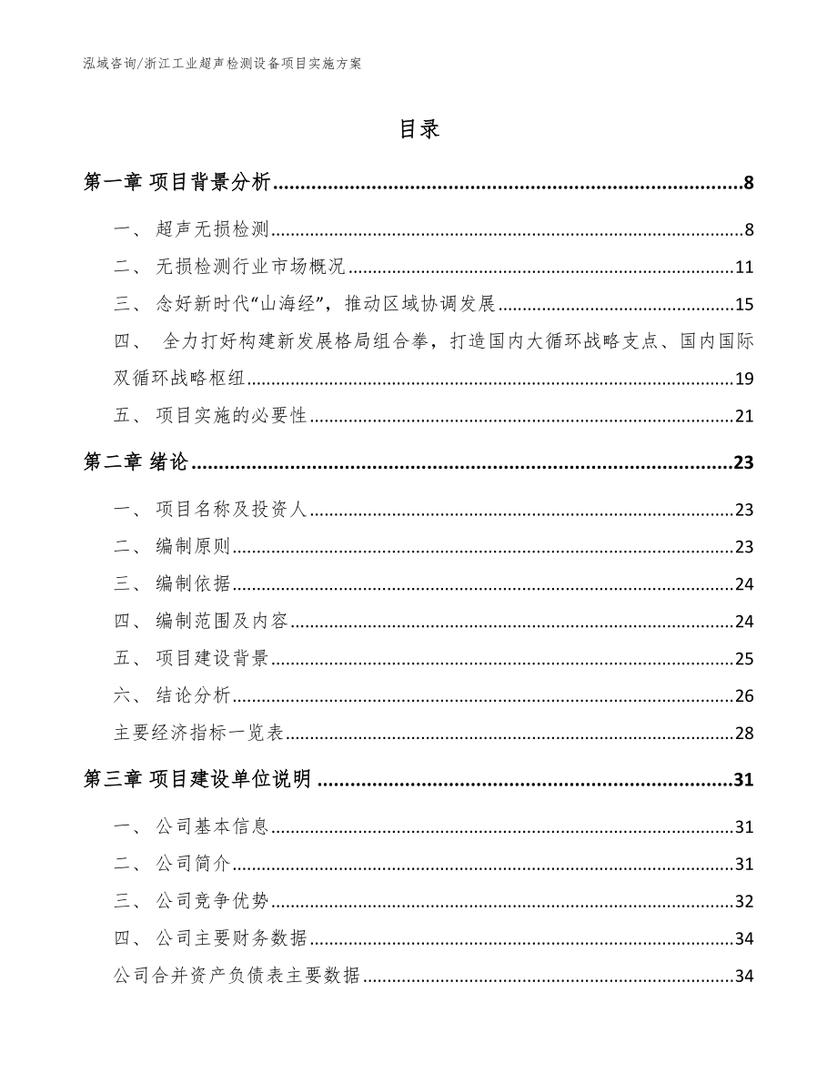 浙江工业超声检测设备项目实施方案范文模板_第1页