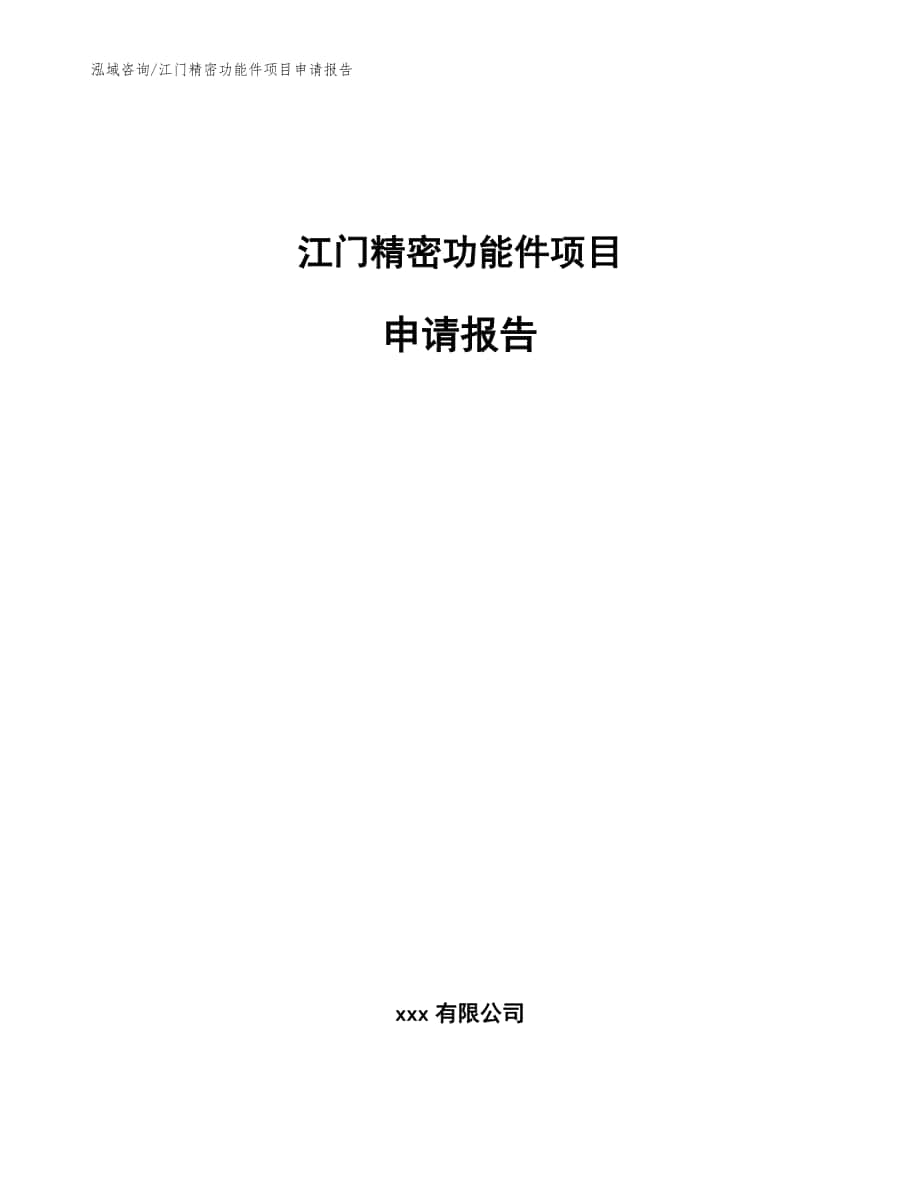 江门精密功能件项目申请报告参考范文_第1页