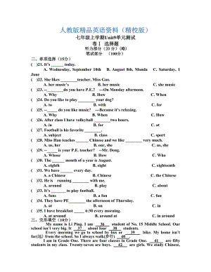 【精校版】【人教版】七年級上冊英語：Unit 9 試題測試題2