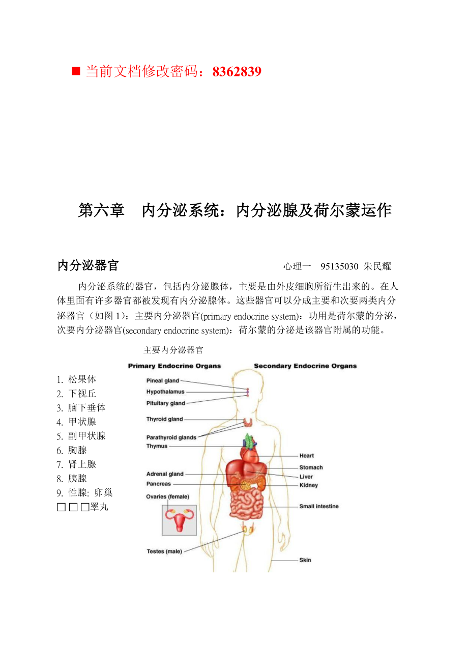 內(nèi)分泌腺及荷爾蒙運(yùn)作內(nèi)分泌器官_第1頁