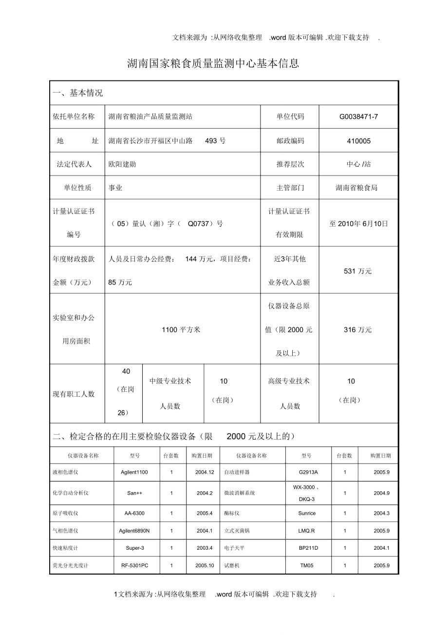 湖南国家粮食质量监测中心基本信息_第1页