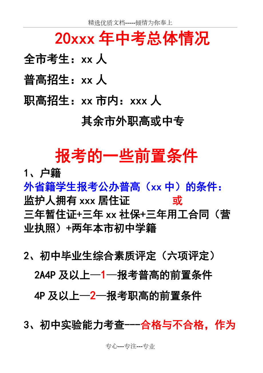 中考志愿填报学生会和家长会说明模板_第1页