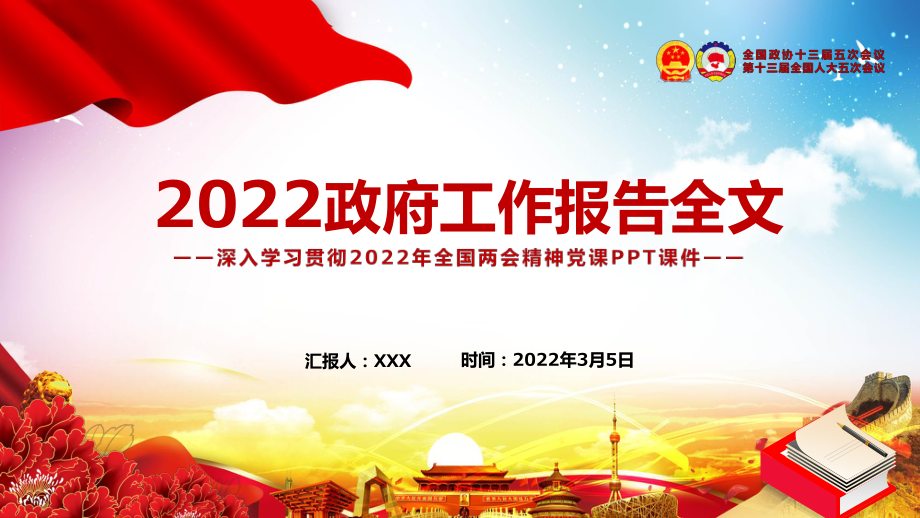 全文解读2022政府工作报告全文内容党课实用图文PPT演示_第1页