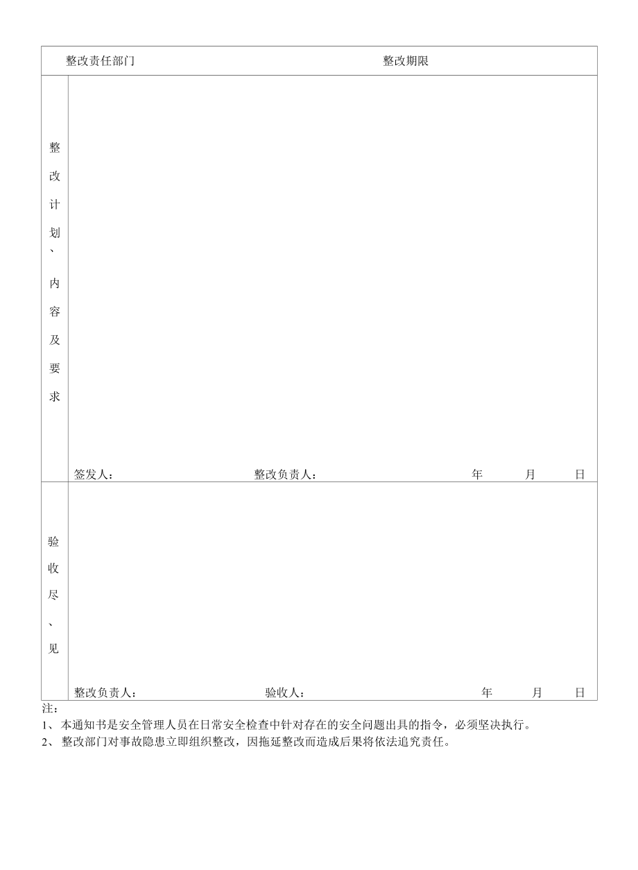 三級安全管理制度 重大隱患整改通知單.docx_第1頁