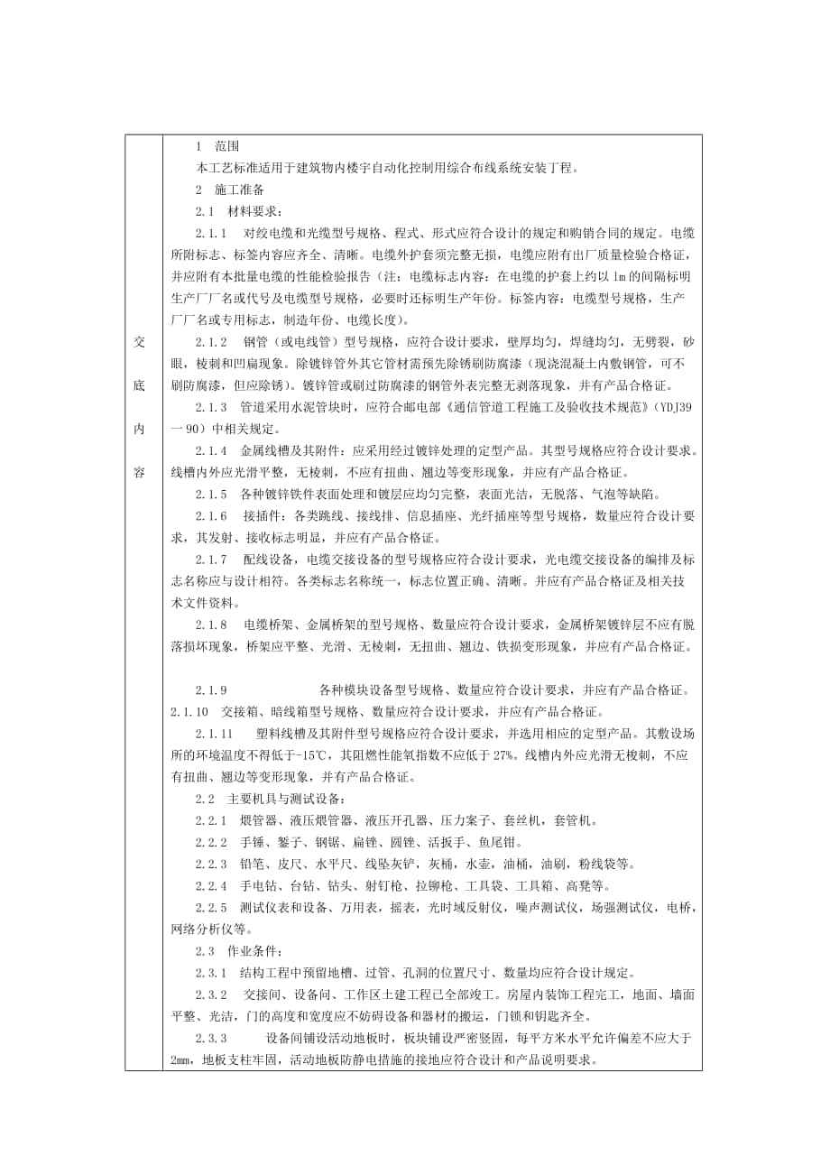 技术交底北京建工集团通用综合布线系统安装doc_第1页