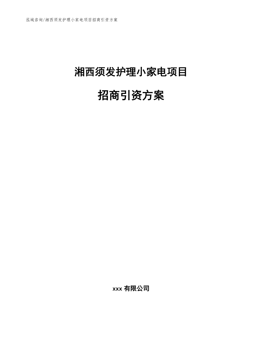 湘西须发护理小家电项目招商引资方案参考范文_第1页