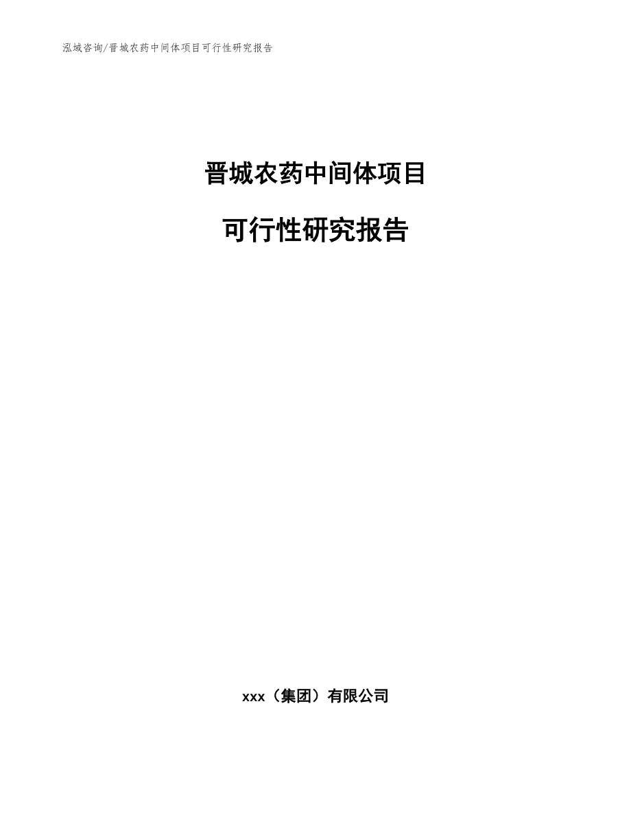 晋城农药中间体项目可行性研究报告【模板参考】_第1页