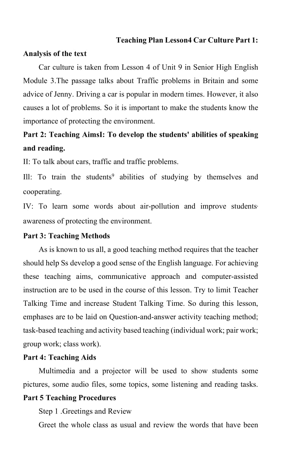 Unit9Lesson4CarCulture教案 北师大版高中英语必修三.docx_第1页