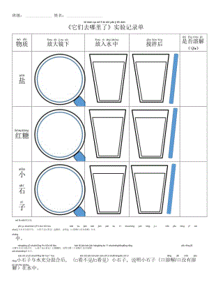 教科版科學(xué)一年級下冊 《它們?nèi)ツ睦锪恕穼嶒炗涗泦?docx