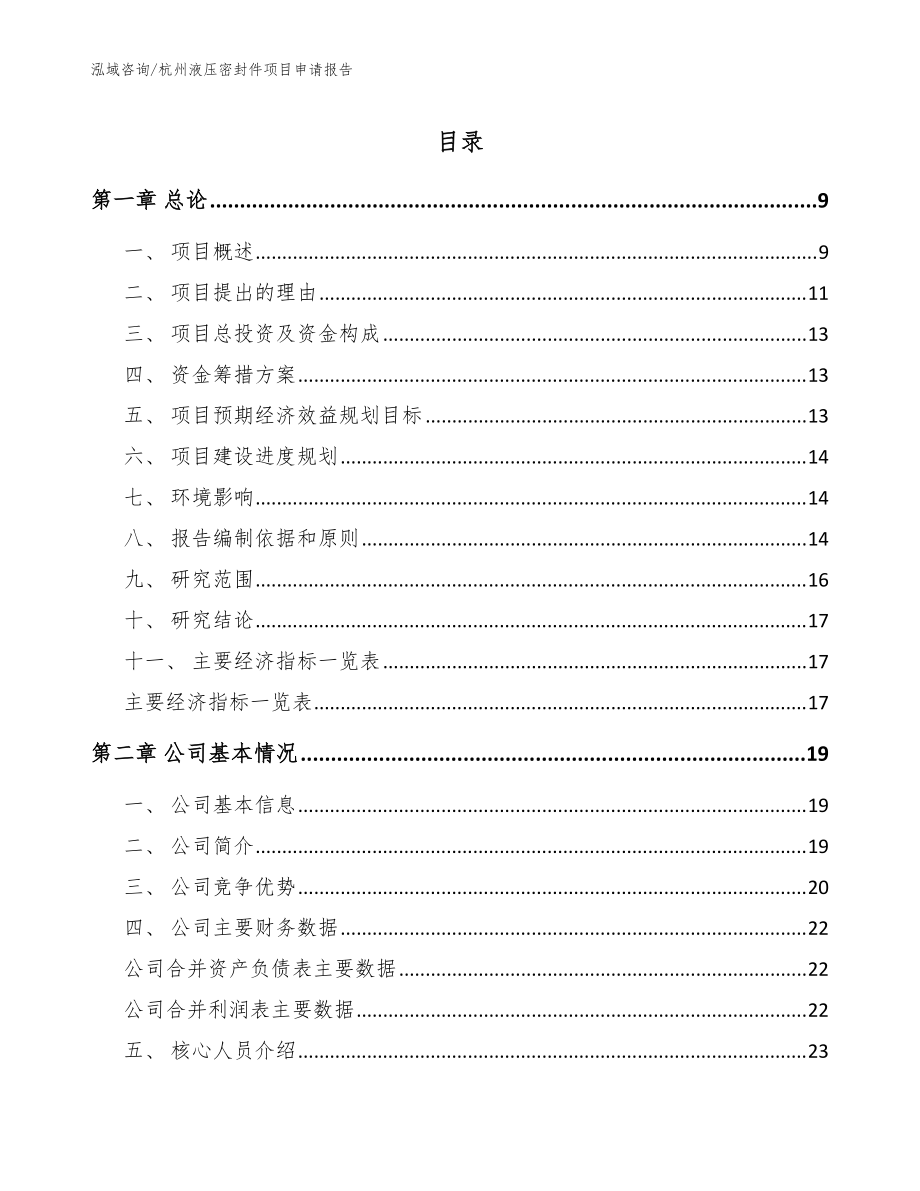 杭州液压密封件项目申请报告【模板】_第1页