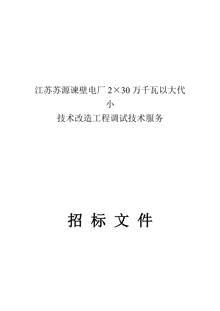 江苏苏源XX电厂招标文件（DOC 66页）_第1页