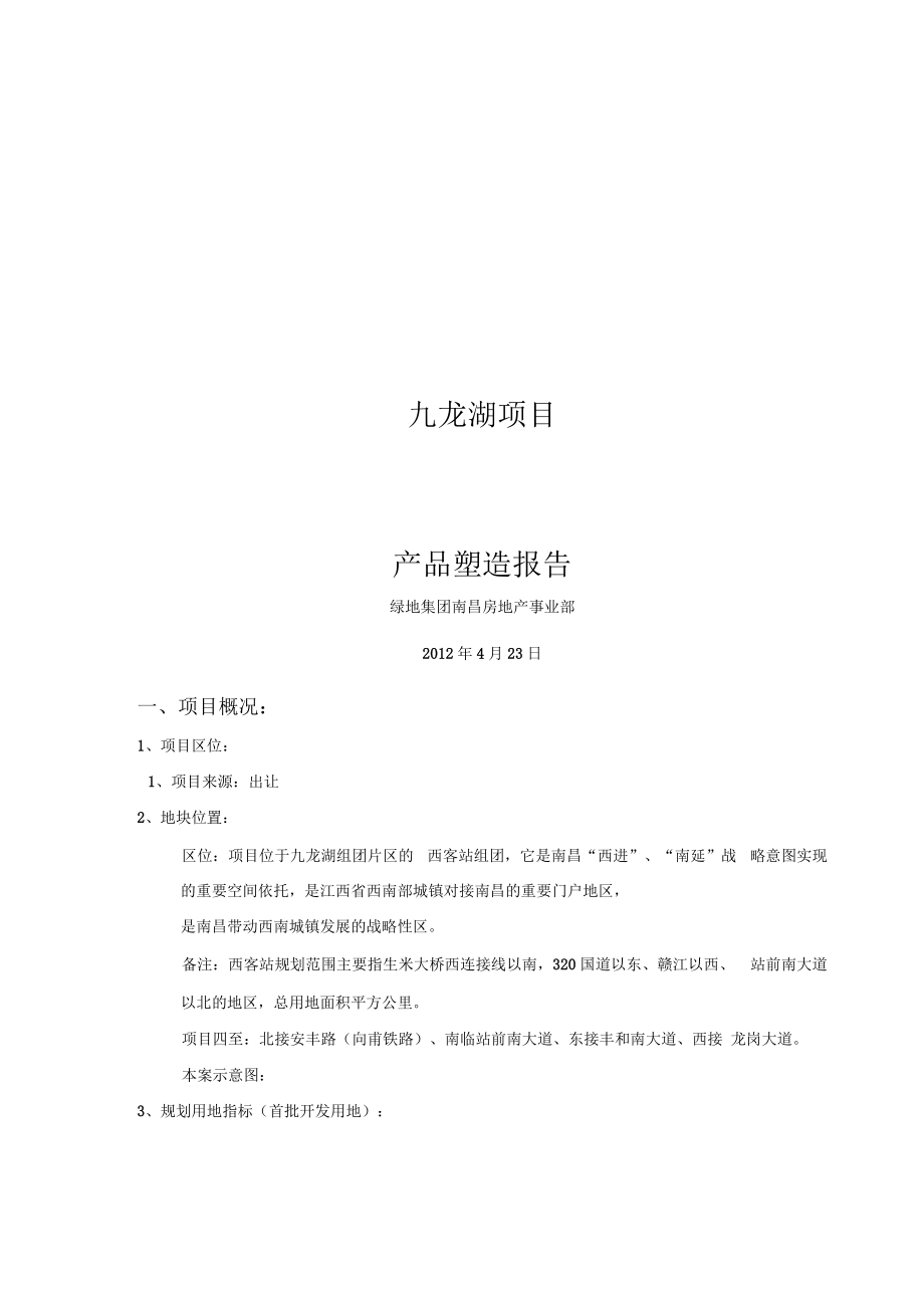 南昌事业部九龙湖地块项目塑性报告_第1页