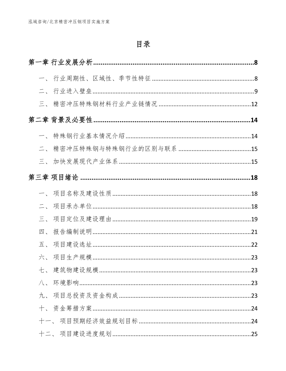 北京精密冲压钢项目实施方案模板参考_第1页