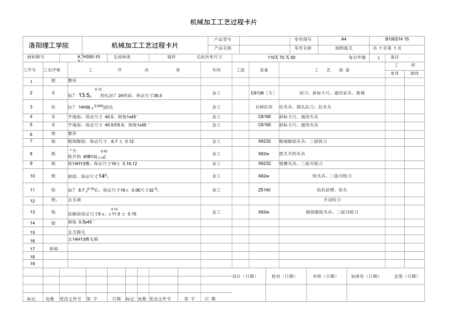 機(jī)械加工工序卡片+機(jī)械加工工藝過(guò)程卡片_第1頁(yè)