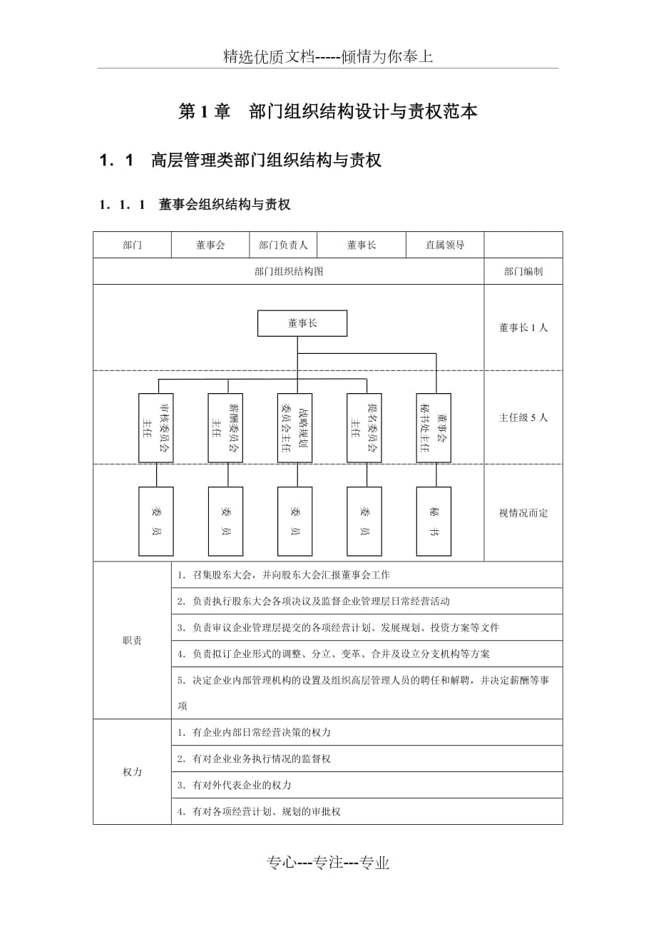 第1章--部门组织结构设计与责权范本_第1页