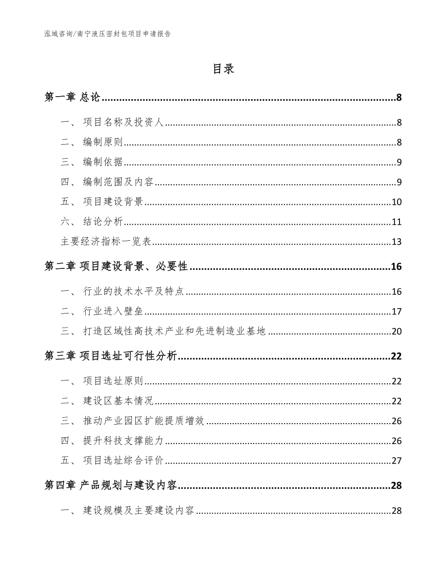 南宁液压密封包项目申请报告【模板范本】_第1页