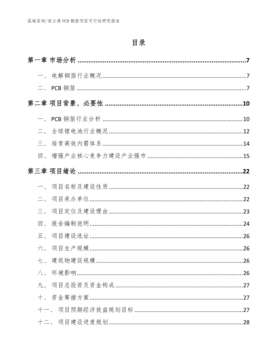 连云港PCB铜箔项目可行性研究报告_范文_第1页