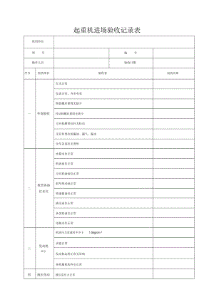 起重機、汽車起重機驗收記錄文本