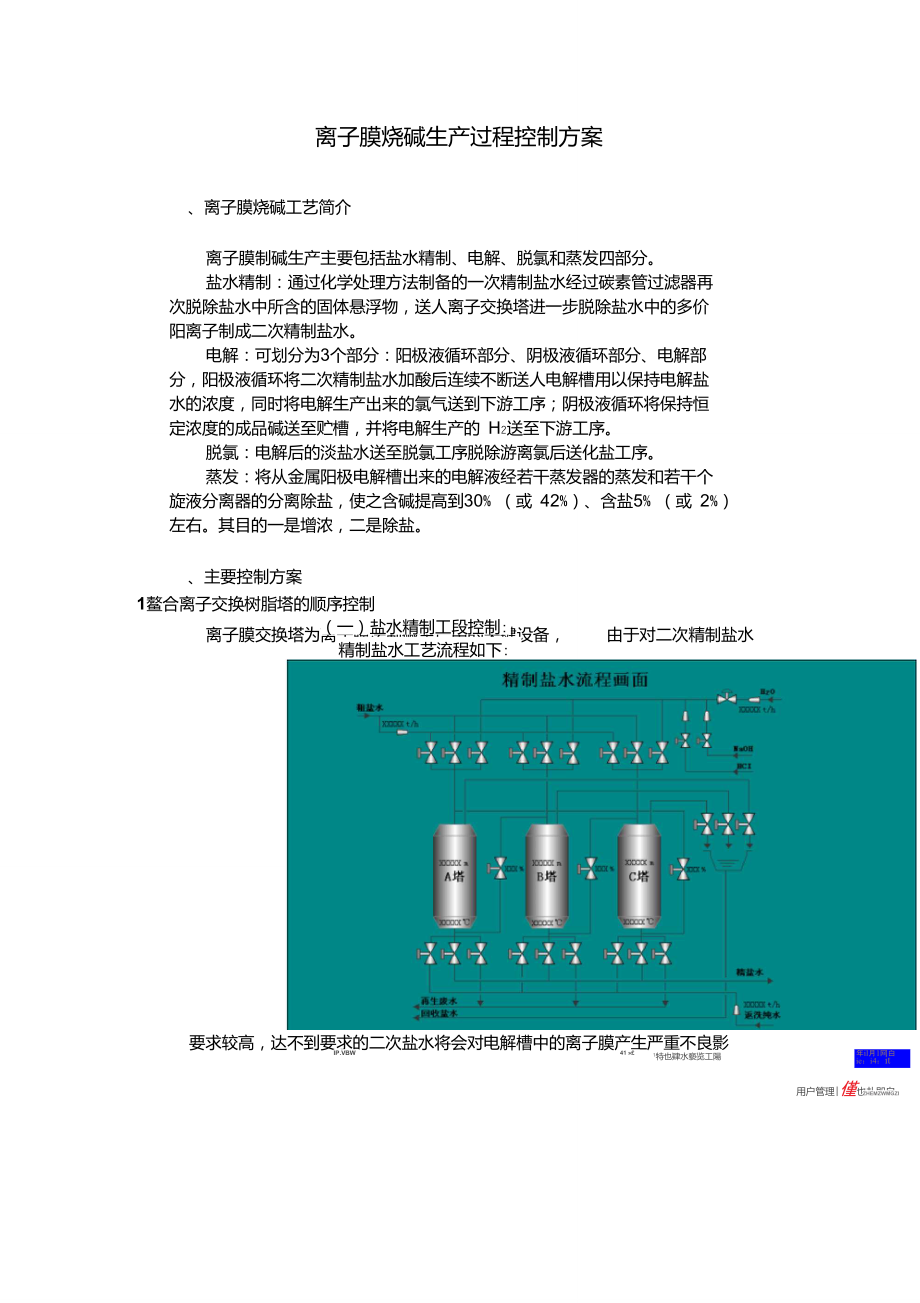 离子膜烧碱生产过程控制方案_第1页