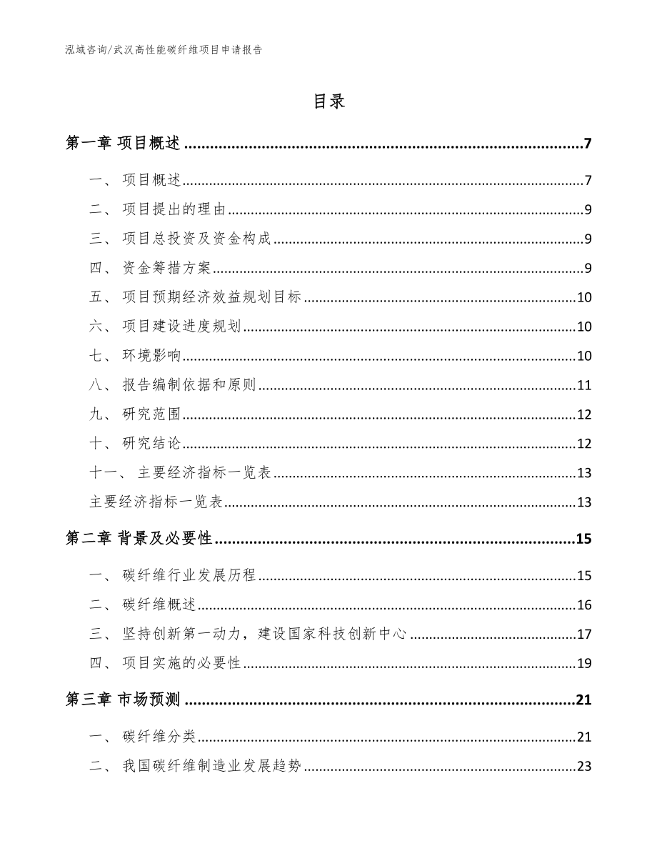 武汉高性能碳纤维项目申请报告【参考范文】_第1页