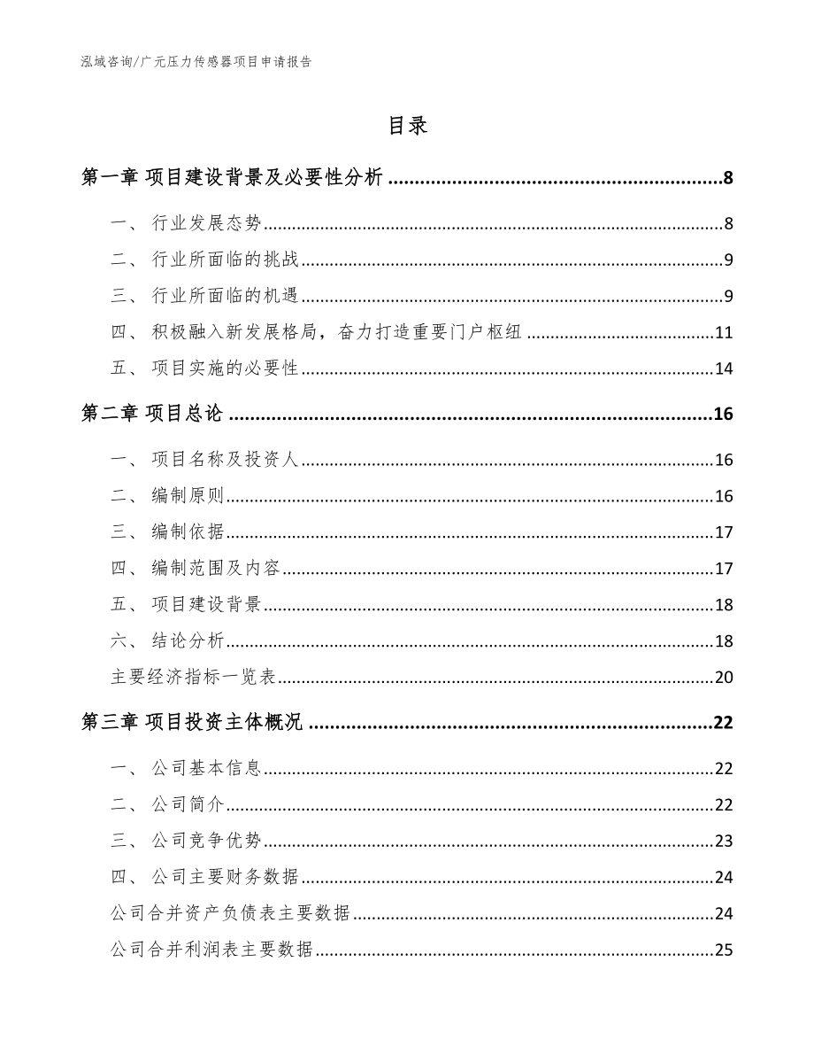 广元压力传感器项目申请报告（模板范本）_第1页