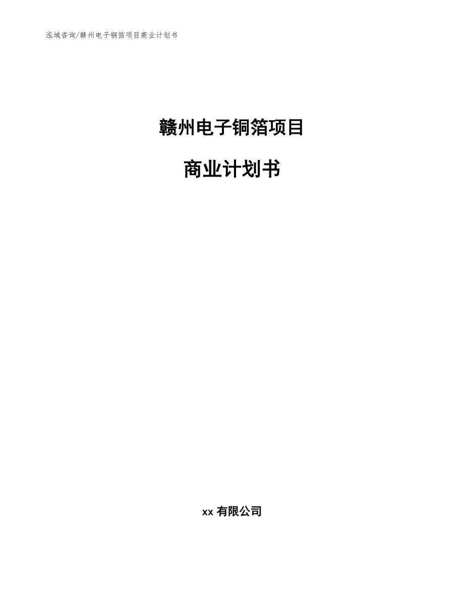 赣州电子铜箔项目商业计划书模板范本_第1页