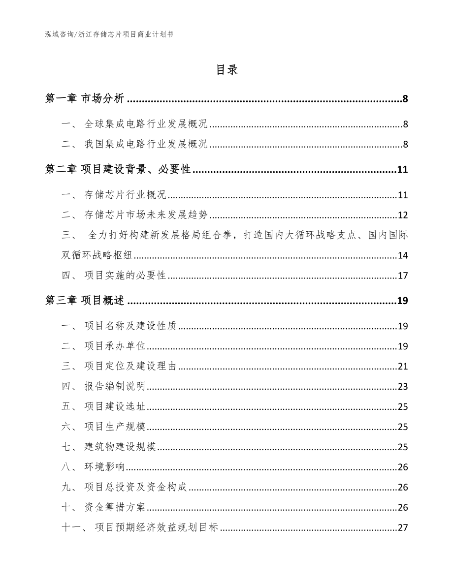 浙江存储芯片项目商业计划书_模板范文_第1页