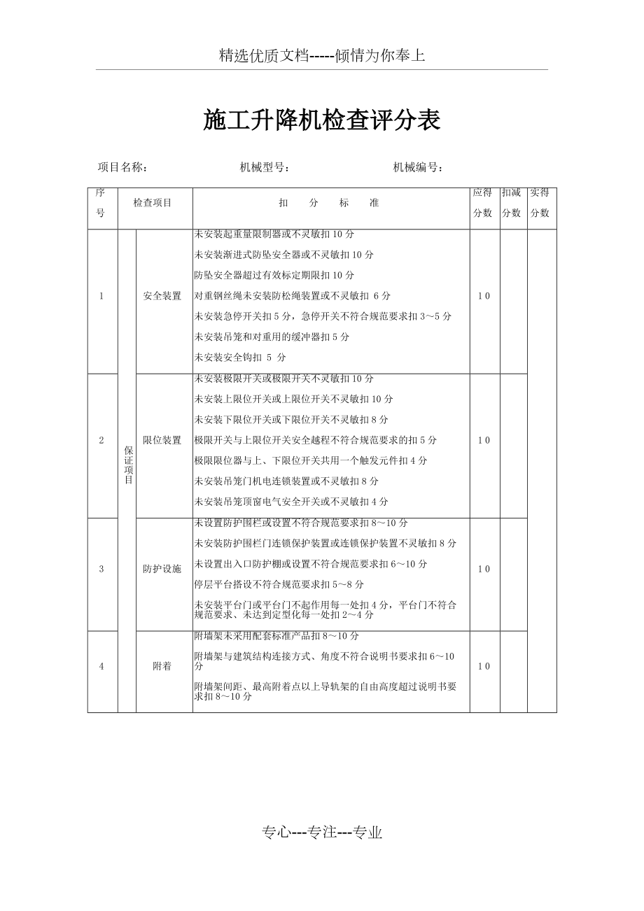 大型机械专项检查评分表_第1页