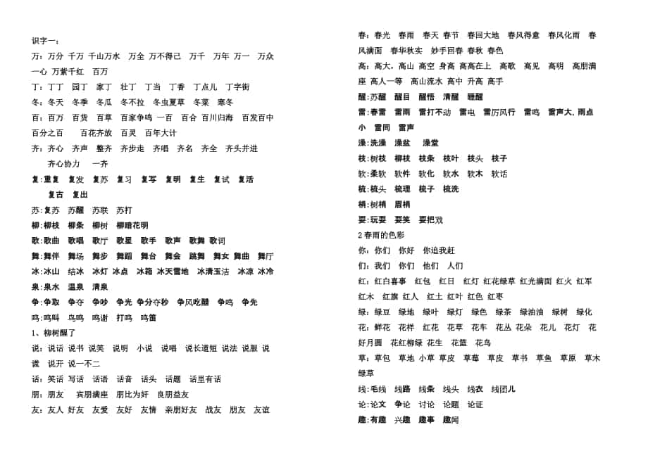 一年級(jí)下冊(cè)生字組詞_第1頁