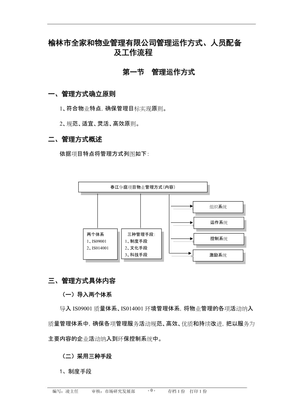 物业管理有限公司管理运作方式人员配备及工作流程_第1页