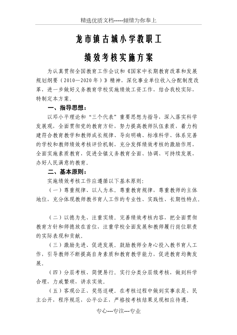 绩效考核方案(职工大会已通过)_第1页