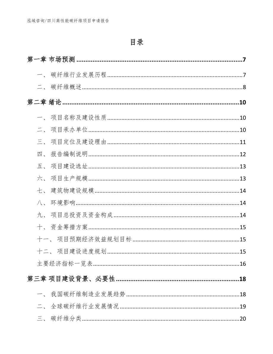 四川高性能碳纤维项目申请报告参考模板_第1页