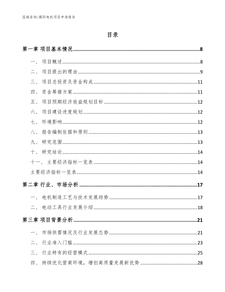 揭阳电机项目申请报告【参考范文】_第1页