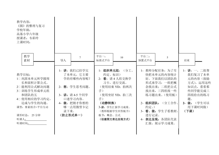 圖文結(jié)構(gòu)式教案設(shè)計(jì)表《圓的整理與復(fù)習(xí)》_第1頁