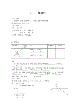 【人教版】七年级数学下册优秀学案5.1.1 相交线 1