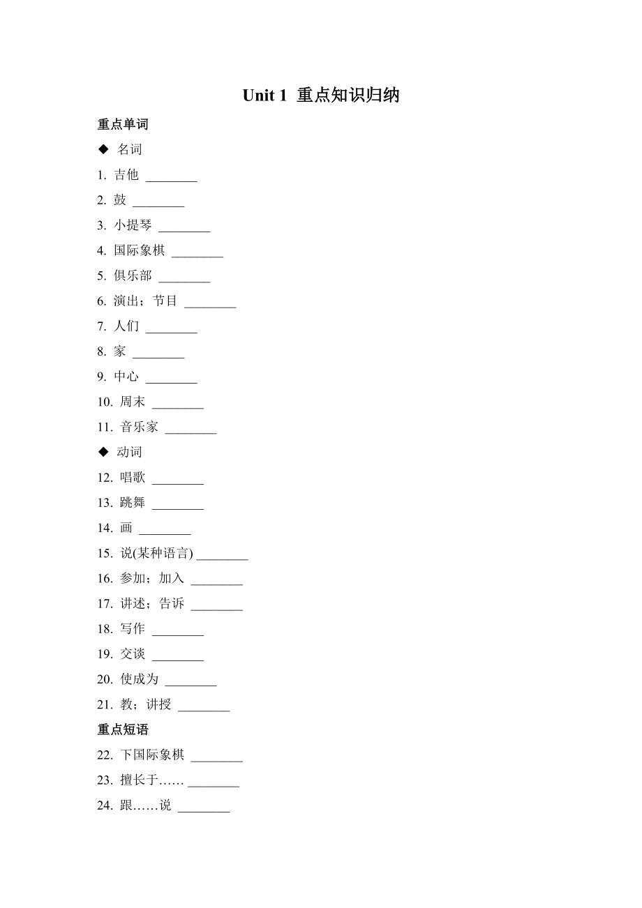 Unit 1 重點(diǎn)知識歸納_第1頁