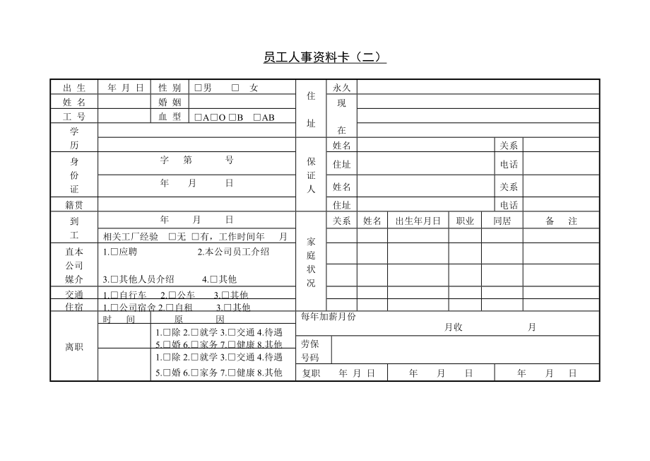 第十九節(jié) 員工人事資料卡（_第1頁(yè)