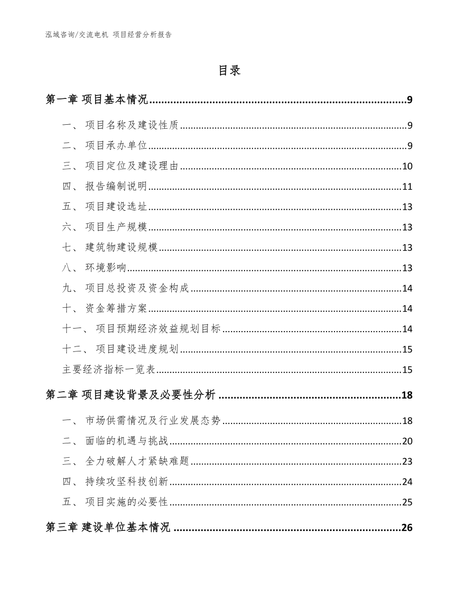 交流電機 項目經(jīng)營分析報告（模板）_第1頁