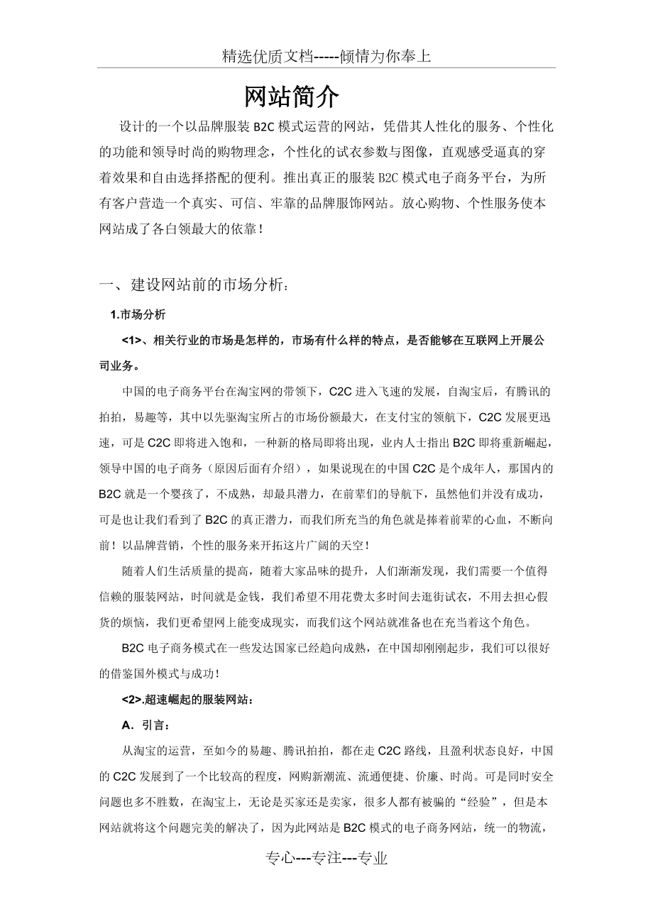 电子商务网站策划书+word文档的_第1页