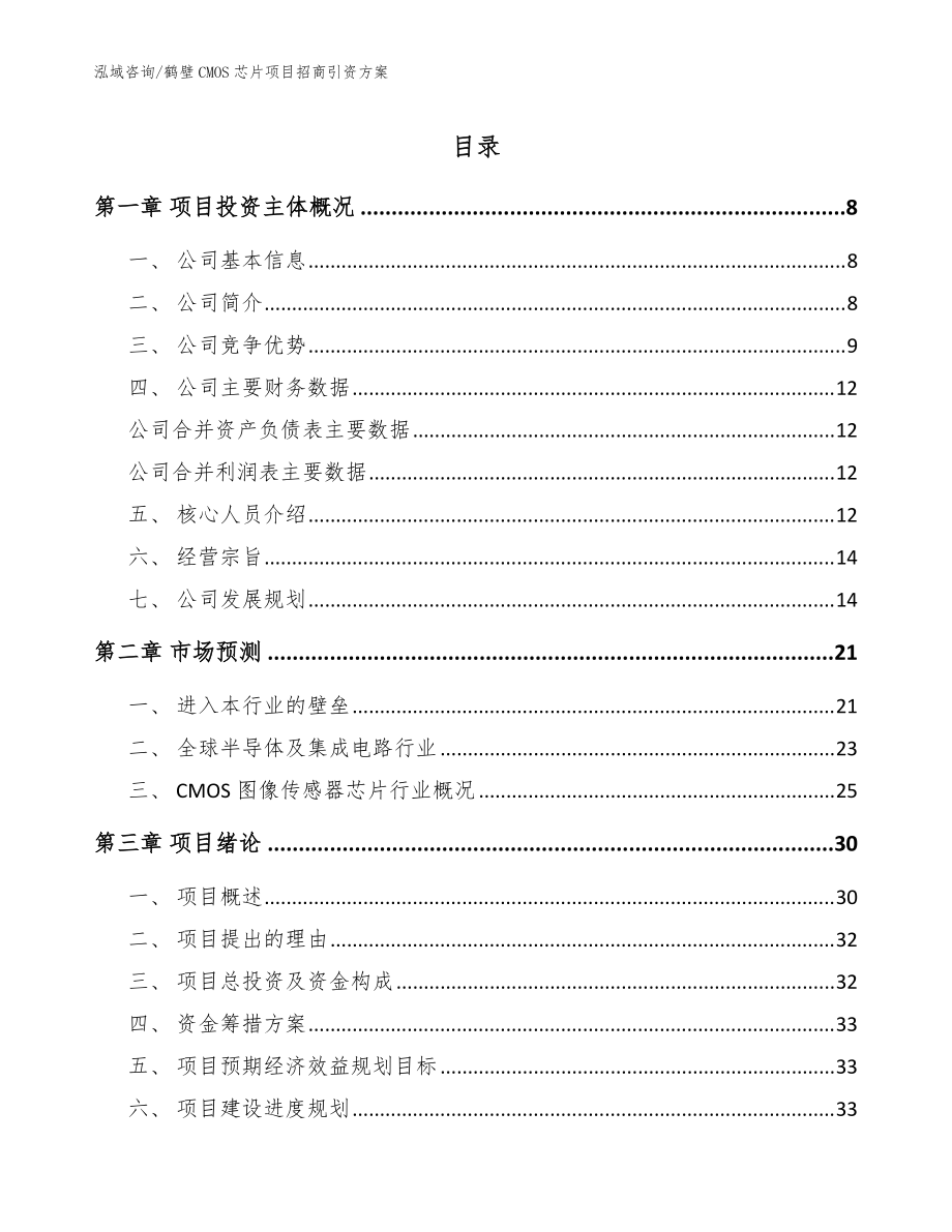 鹤壁CMOS芯片项目招商引资方案（模板范本）_第1页