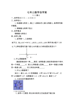 【人教版】七年級(jí)下冊(cè)數(shù)學(xué) 學(xué)案5.1.2垂線