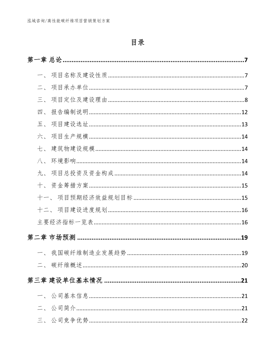 高性能碳纤维项目营销策划方案（模板范文）_第1页