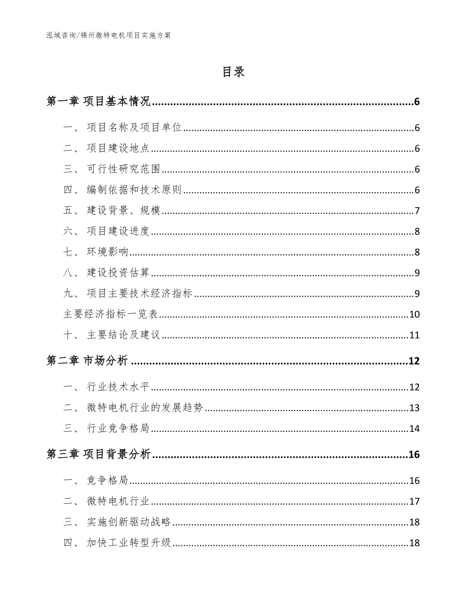 锦州微特电机项目实施方案【范文模板】_第1页