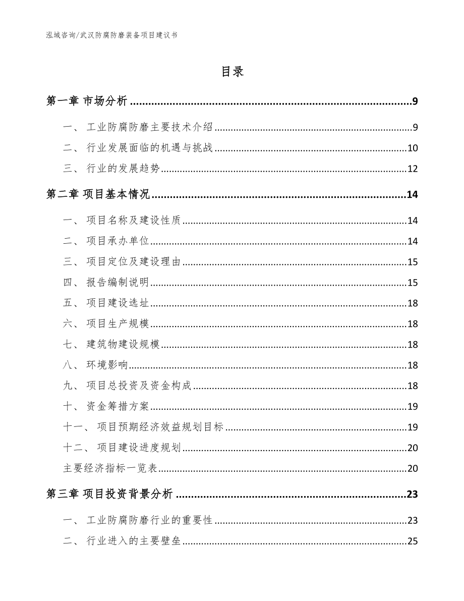 武汉防腐防磨装备项目建议书【参考模板】_第1页