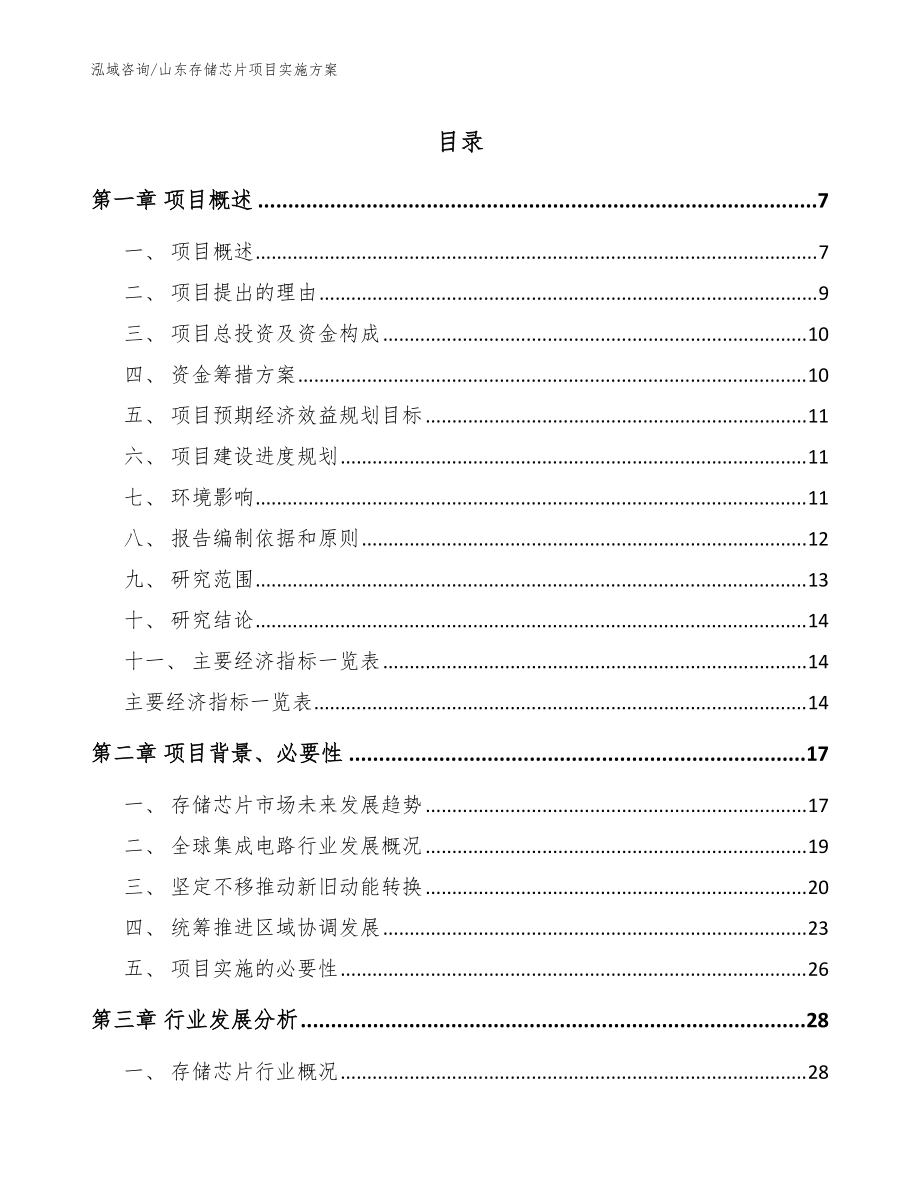 山东存储芯片项目实施方案_参考范文_第1页