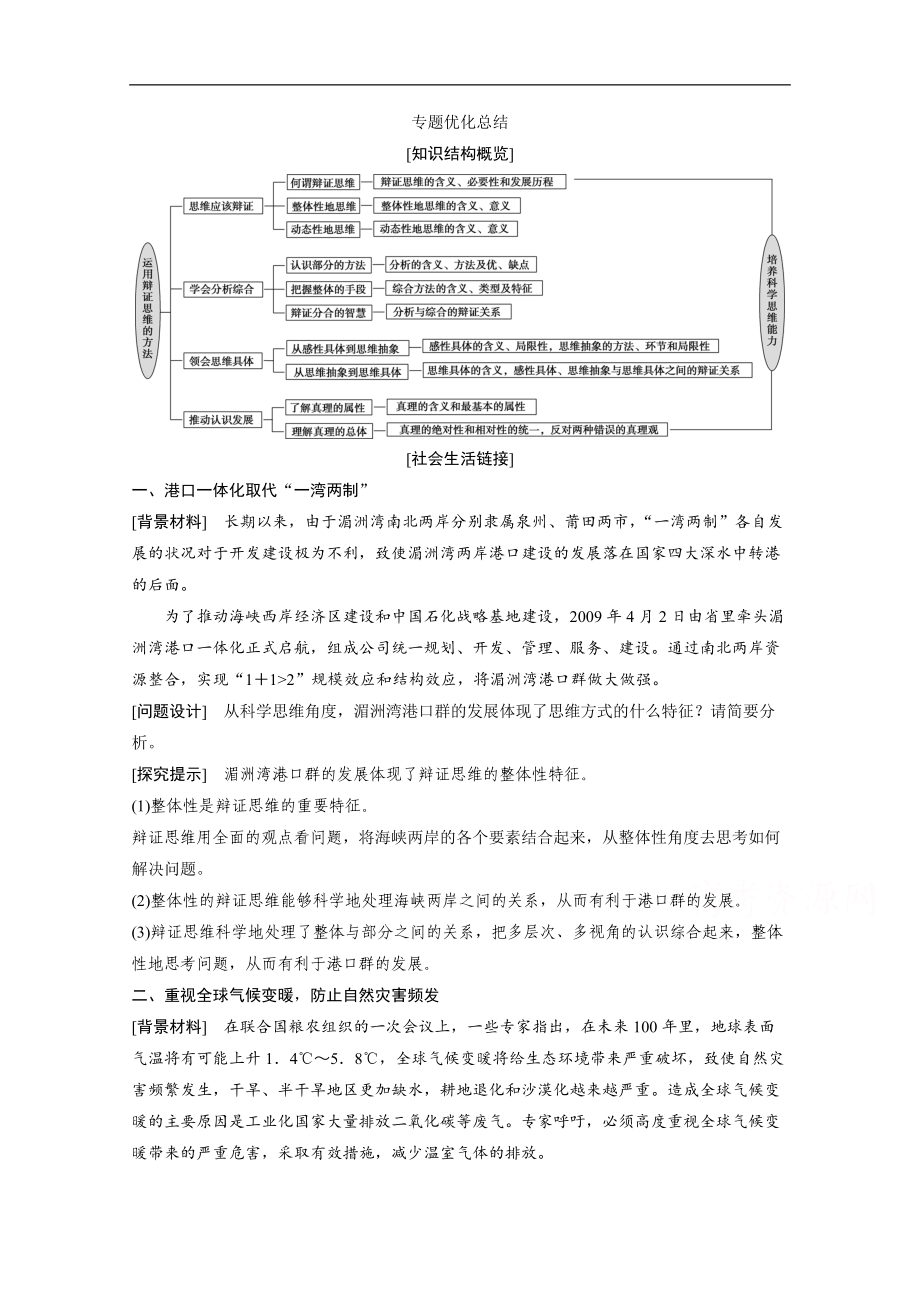 高中政治人教版选修4学案：专题三 专题优化总结 Word版含解析_第1页