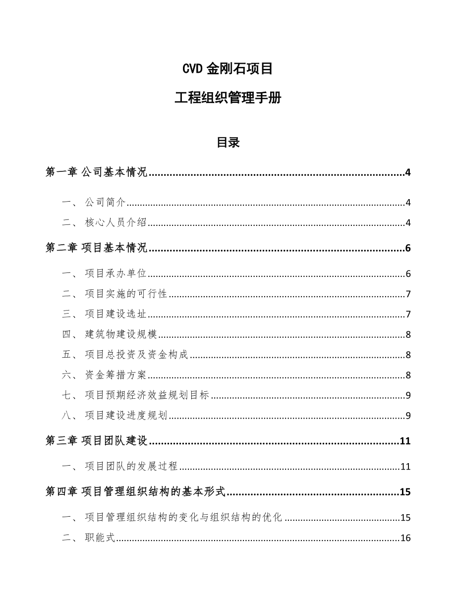 CVD金刚石项目工程组织管理手册参考_第1页